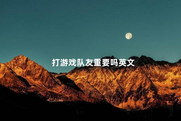 打游戏队友重要吗英文