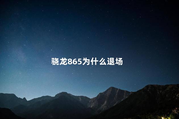 骁龙865为什么退场